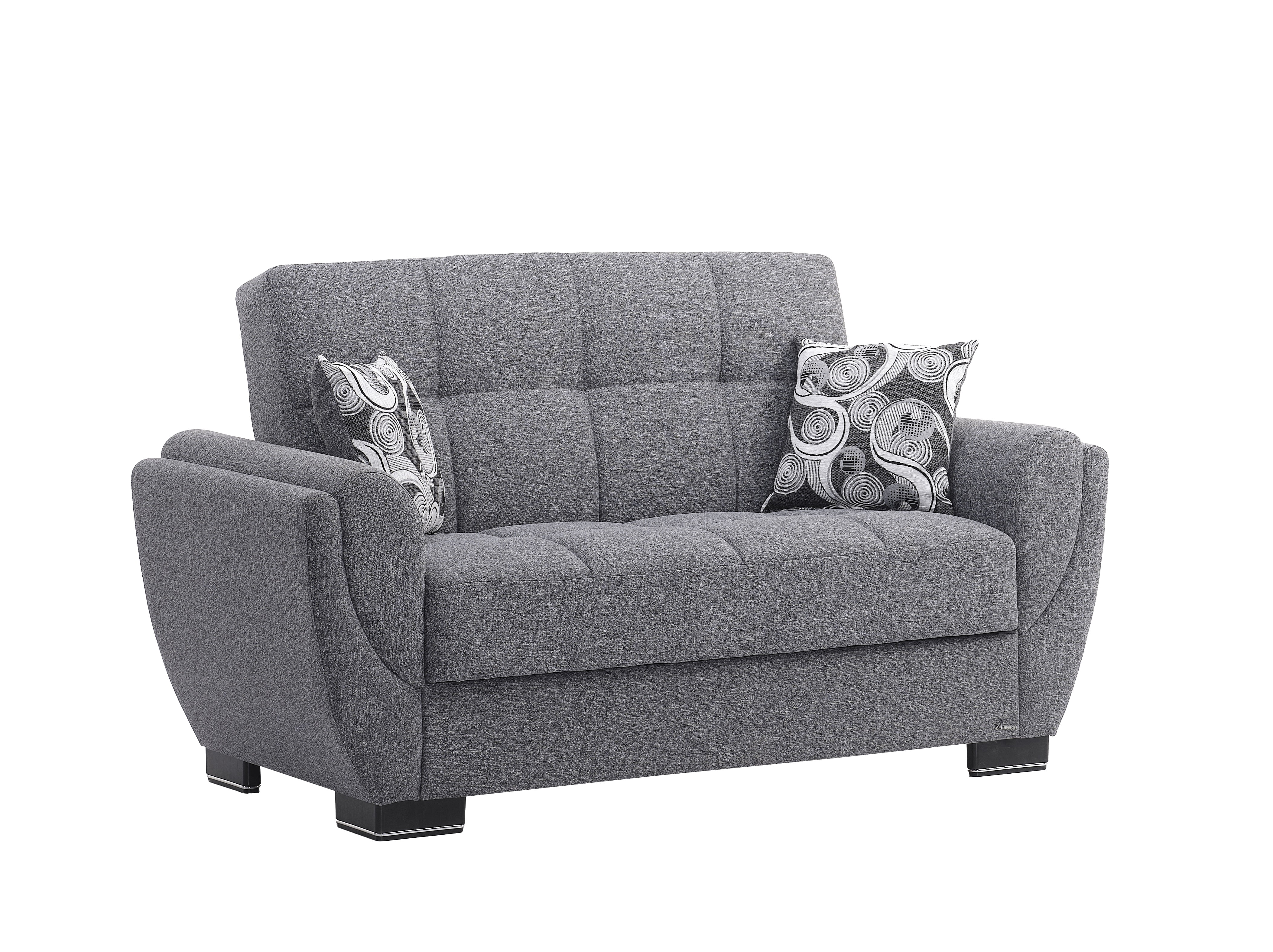 Ottomanson Convertible Sleeper Loveseat with Hidden Storage, Firm Seating, Gray