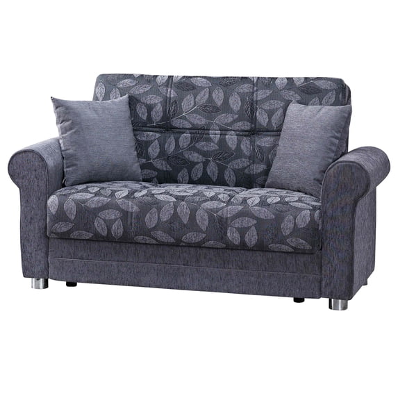 Ottomanson Convertible Sleeper Loveseat with Hidden Storage, Firm Seating, Gray