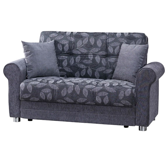 Ottomanson Convertible Sleeper Loveseat with Hidden Storage, Firm Seating, Gray