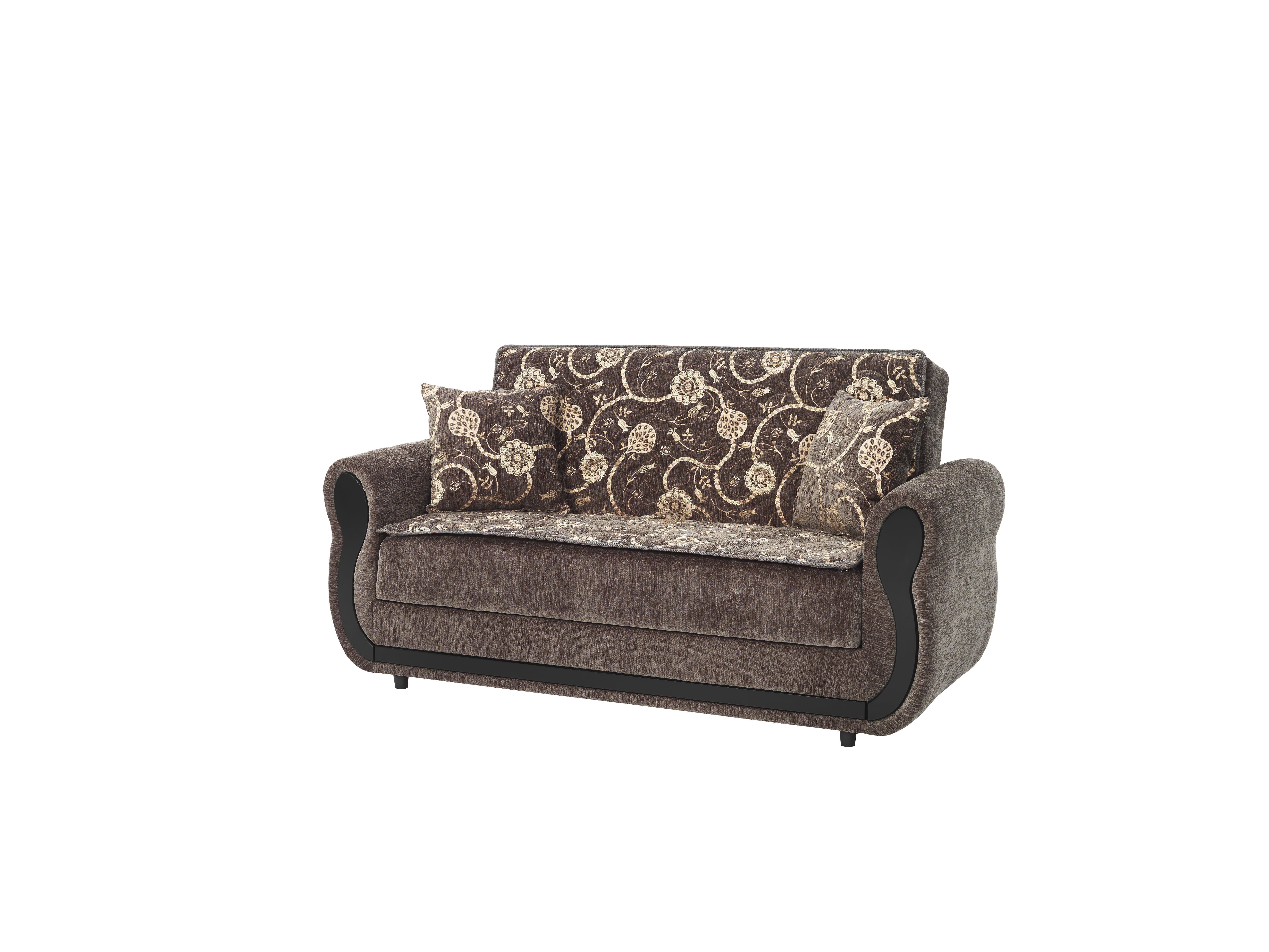 Ottomanson Convertible Sleeper Loveseat with Hidden Storage, Firm Seating, Gray