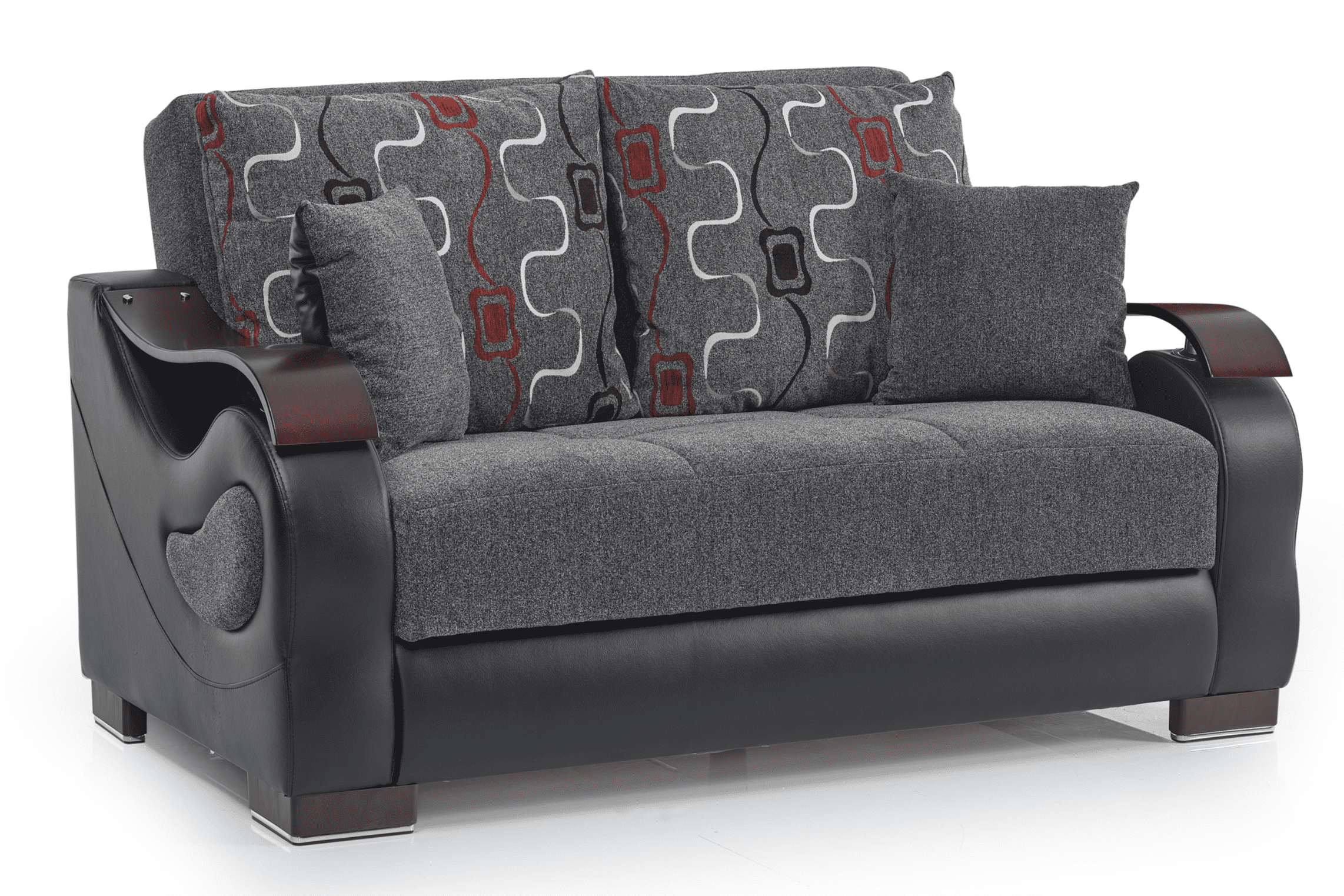 Ottomanson Convertible Sleeper Loveseat with Hidden Storage, Firm Seating, Gray