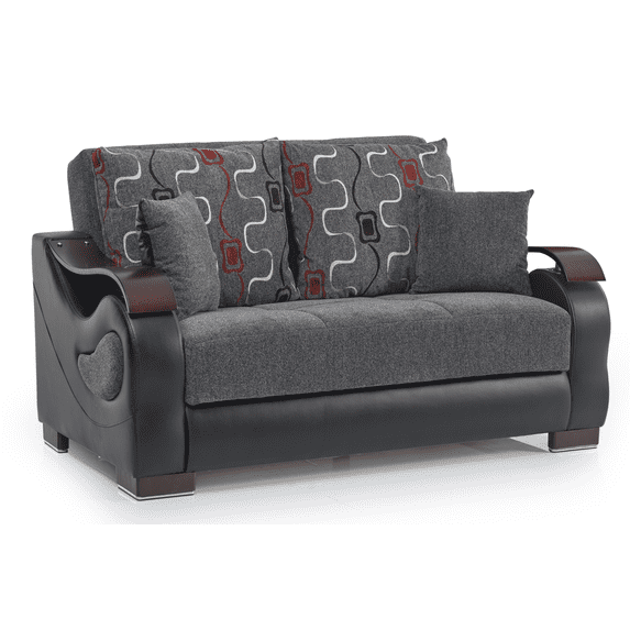 Ottomanson Convertible Sleeper Loveseat with Hidden Storage, Firm Seating, Gray