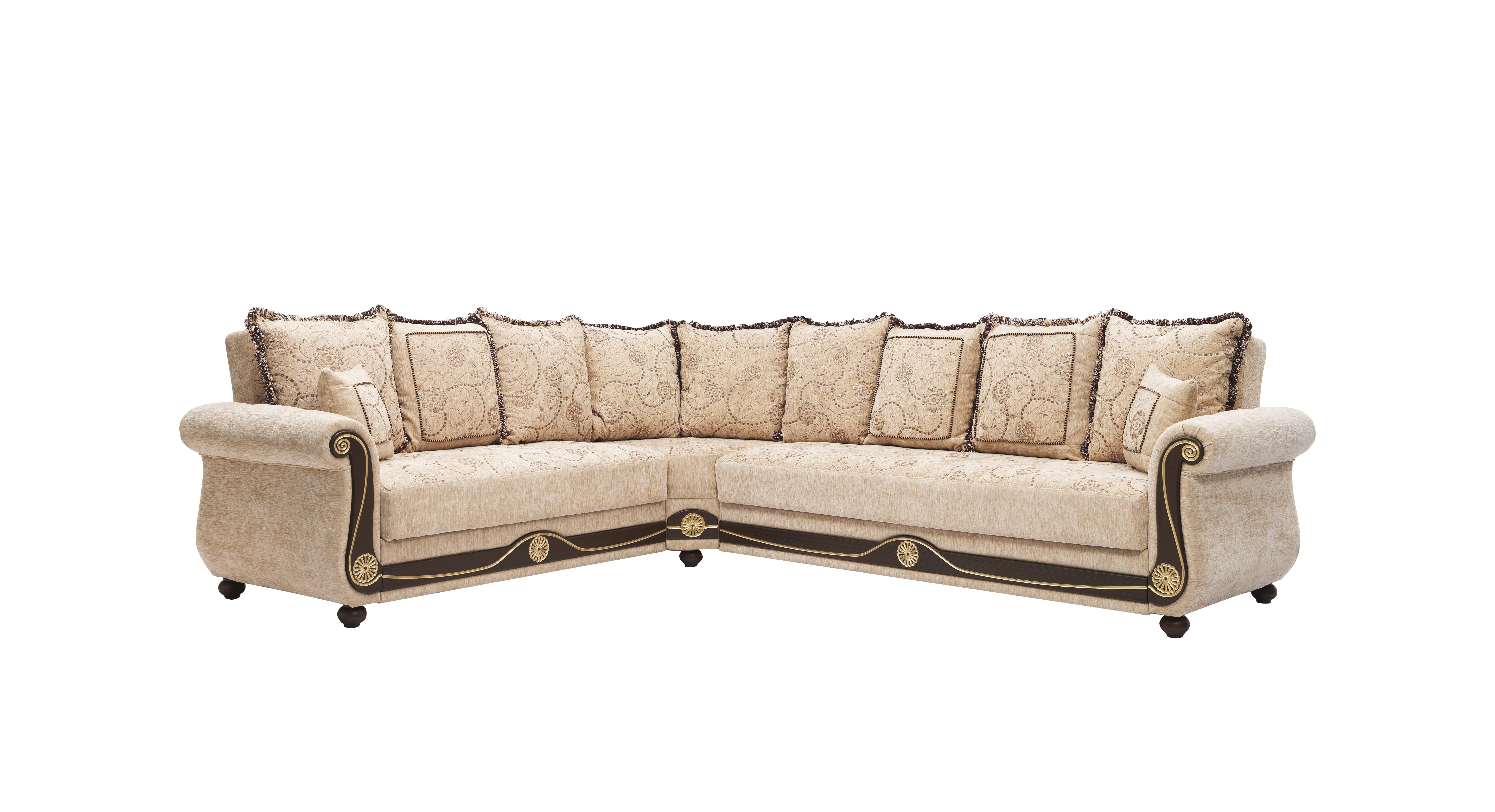 Ottomanson Convertible Sleeper Sectional Sofa Bed with Hidden Storage, Firm Comfort Extra Seating, Beige