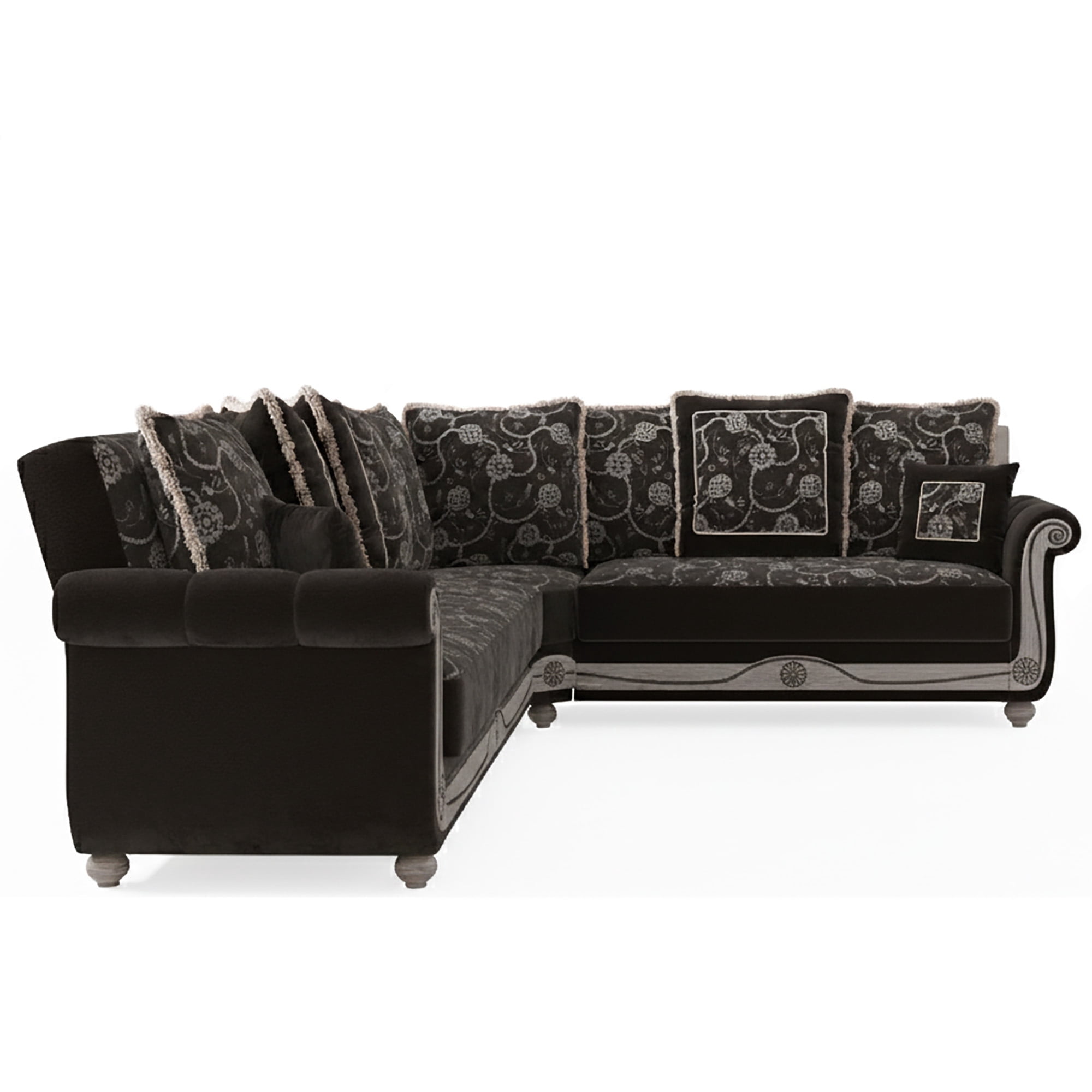 Ottomanson Convertible Sleeper Sectional Sofa Bed with Hidden Storage, Firm Comfort Extra Seating, Black