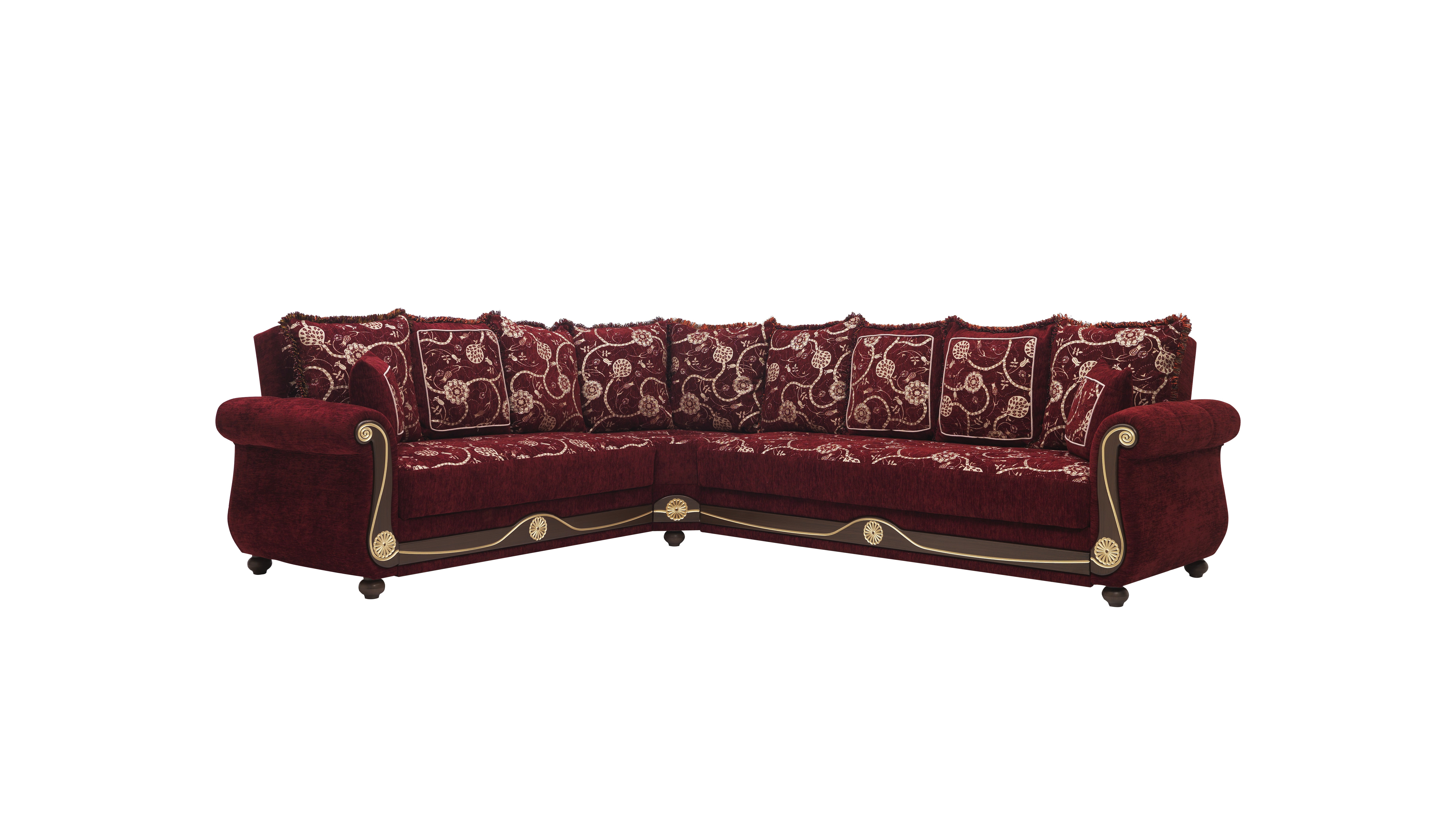 Ottomanson Convertible Sleeper Sectional Sofa Bed with Hidden Storage, Firm Comfort Extra Seating, Burgundy