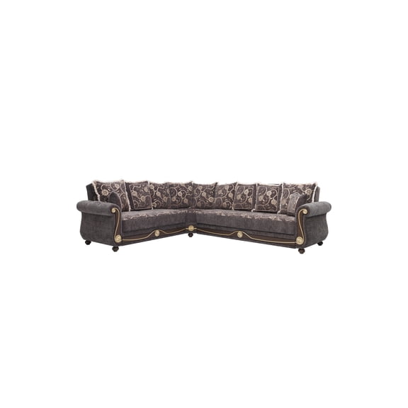 Ottomanson Convertible Sleeper Sectional Sofa Bed with Hidden Storage, Firm Comfort Extra Seating, Gray