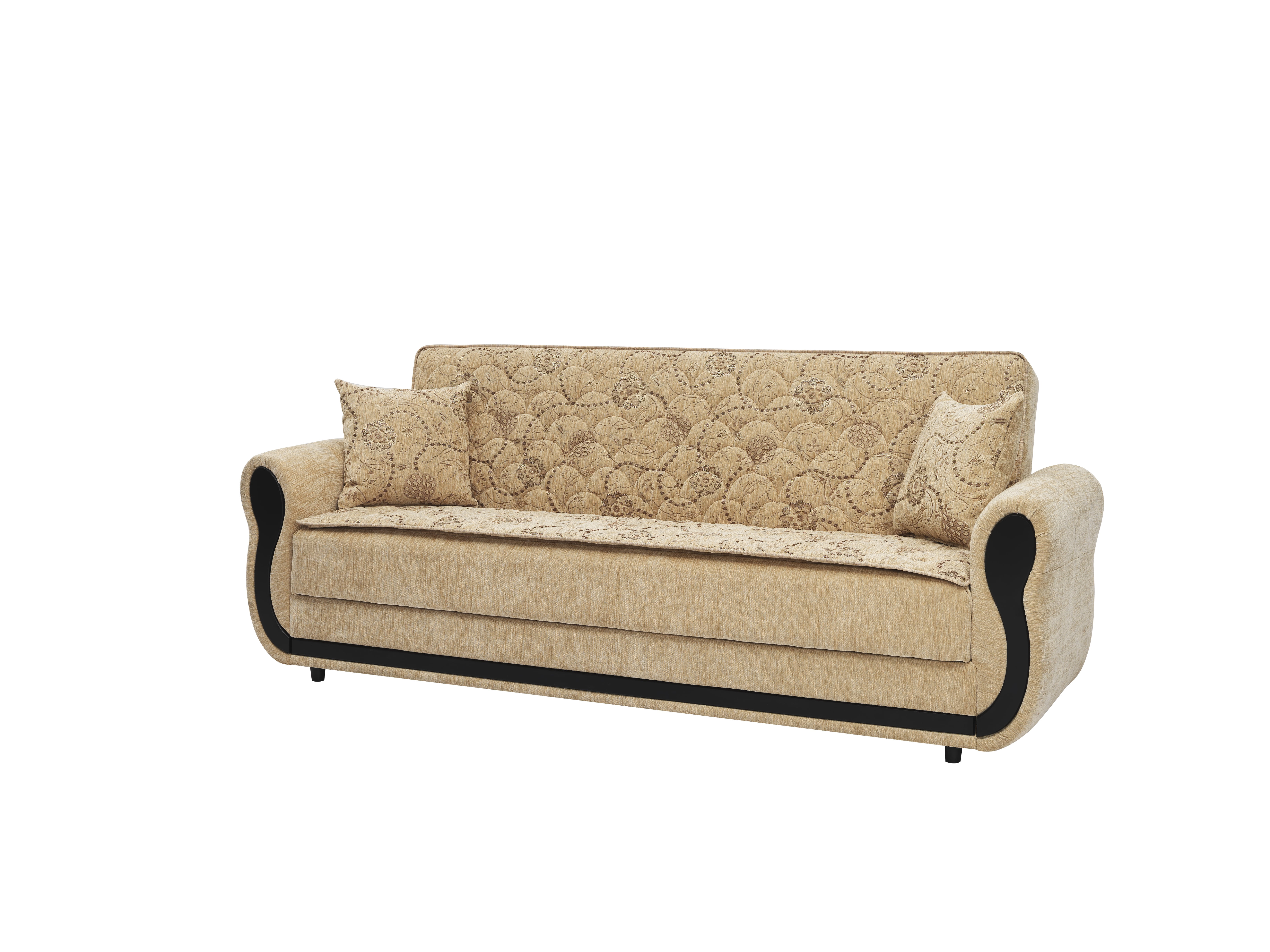 Ottomanson Convertible Sleeper Sofa Bed with Hidden Storage, Firm Comfort Couch, Beige