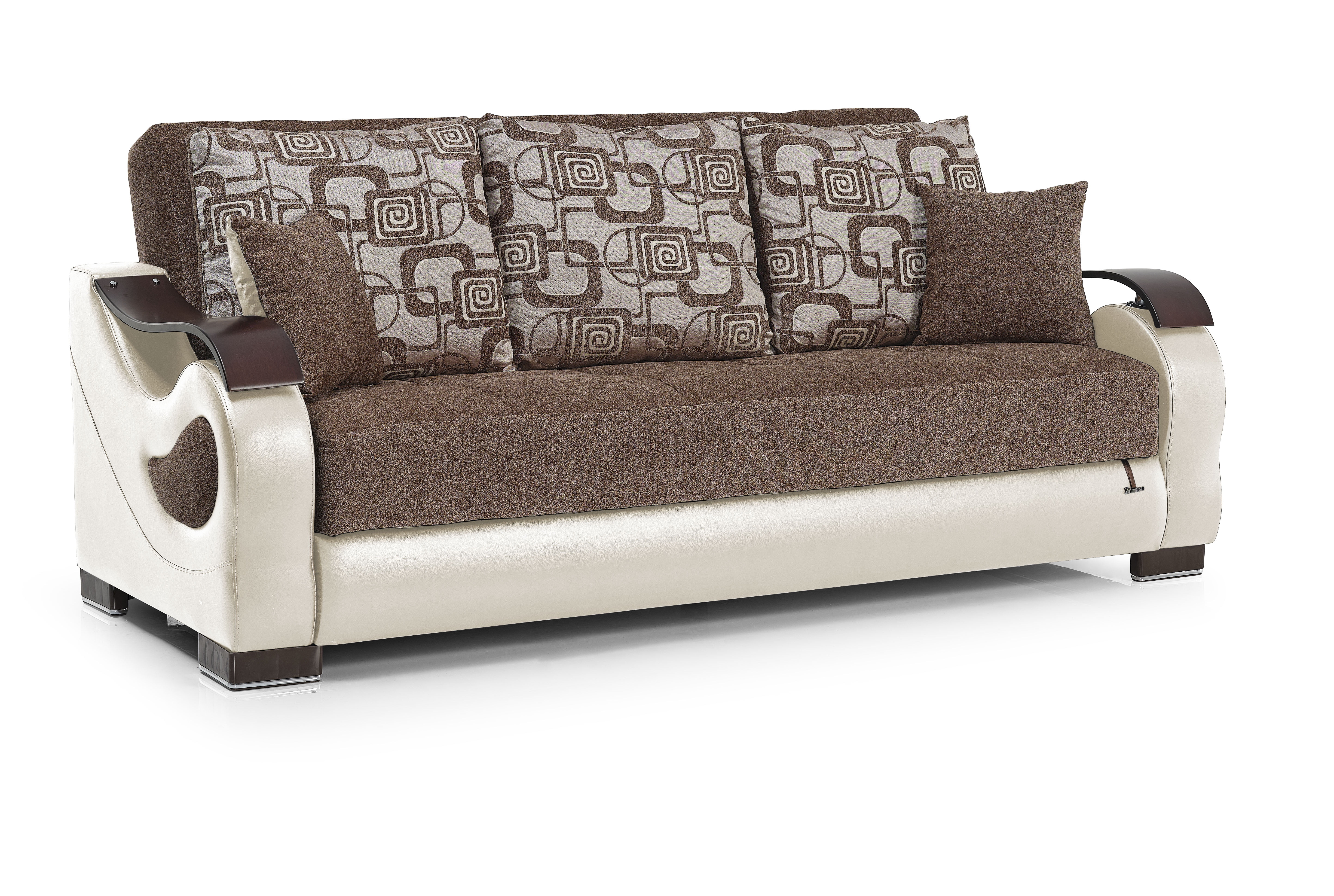Ottomanson Convertible Sleeper Sofa Bed with Hidden Storage, Firm Comfort Couch, Beige