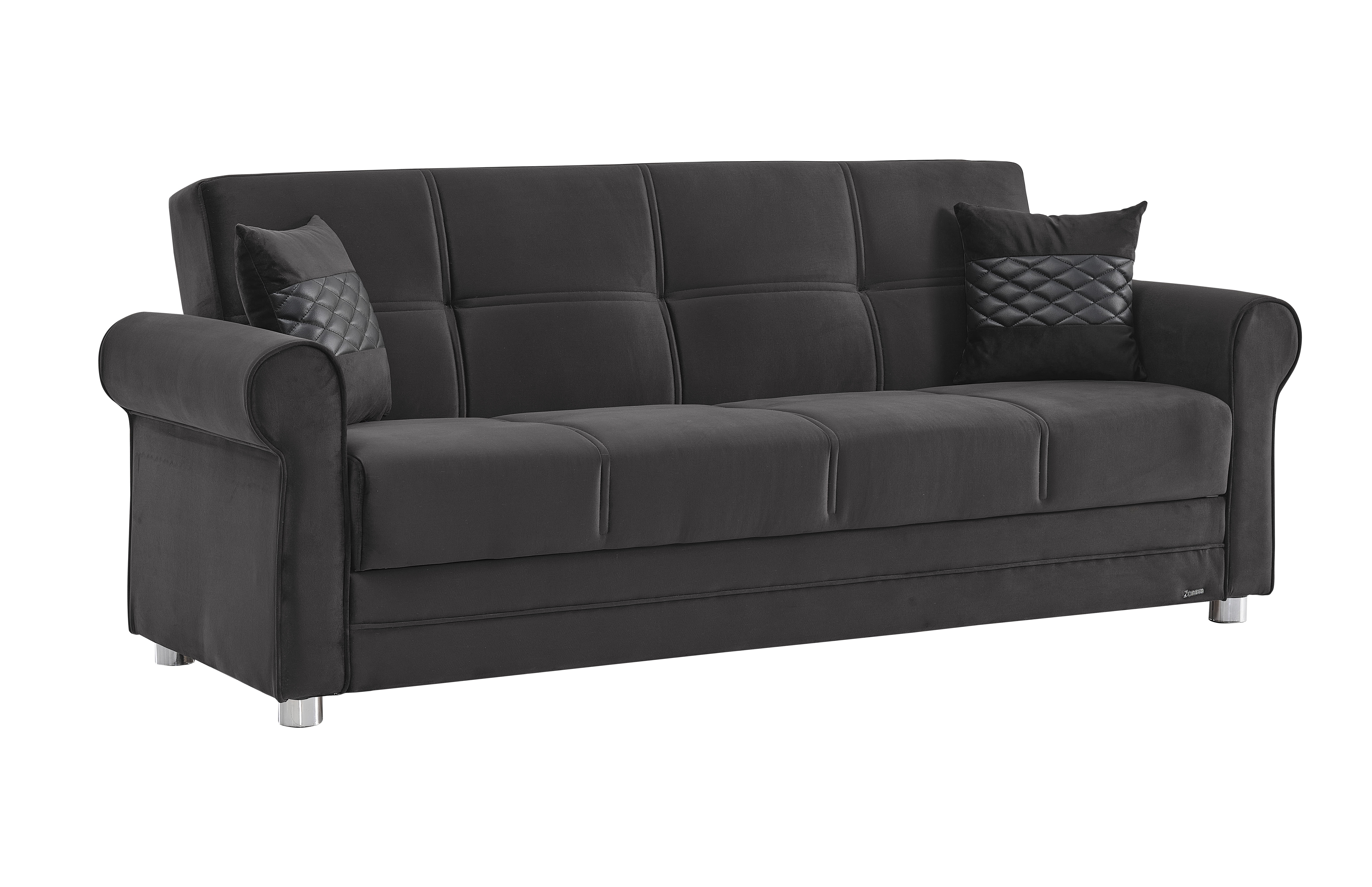 Ottomanson Convertible Sleeper Sofa Bed with Hidden Storage, Firm Comfort Couch, Black