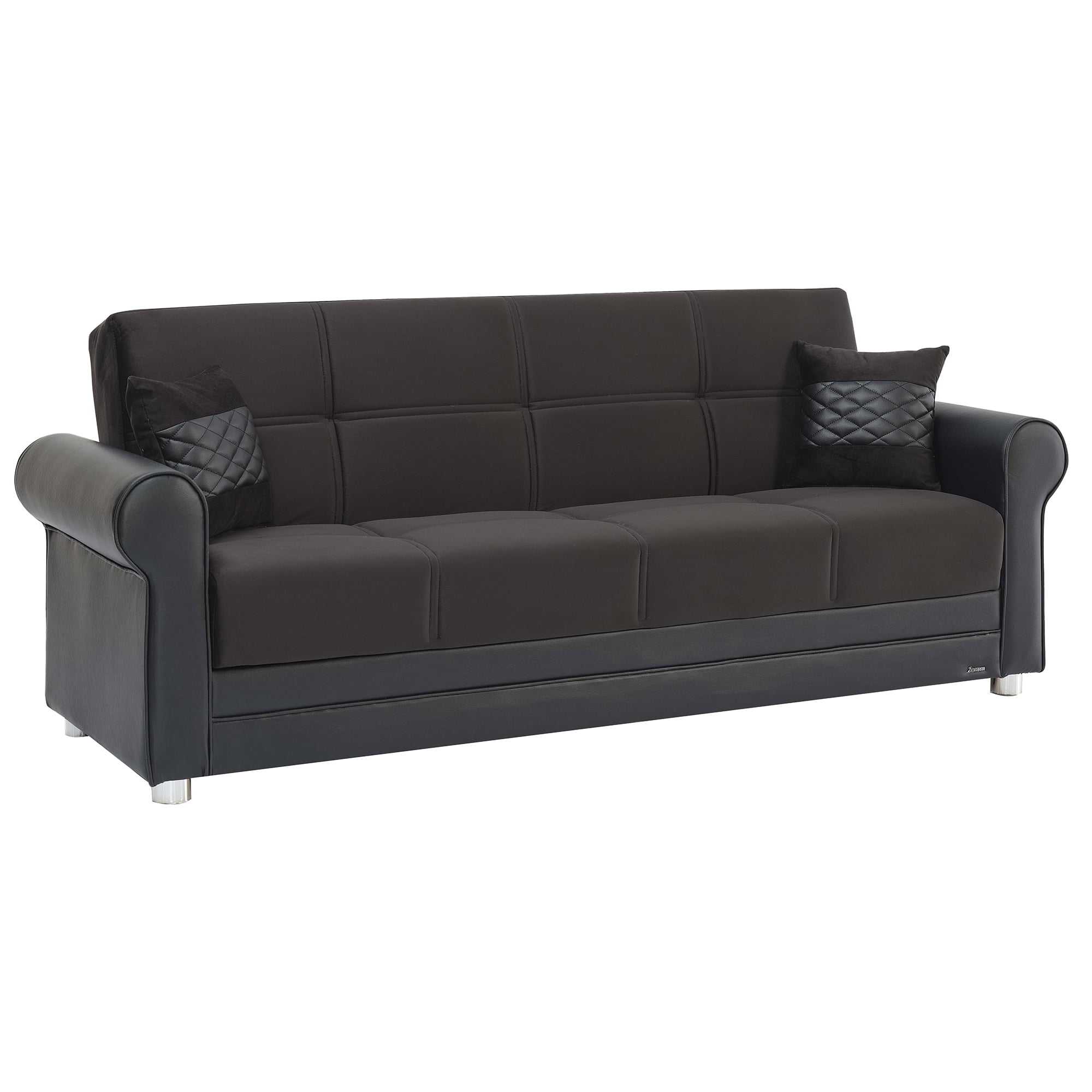 Ottomanson Convertible Sleeper Sofa Bed with Hidden Storage, Firm Comfort Couch, Black