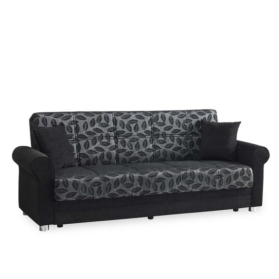 Ottomanson Convertible Sleeper Sofa Bed with Hidden Storage, Firm Comfort Couch, Black