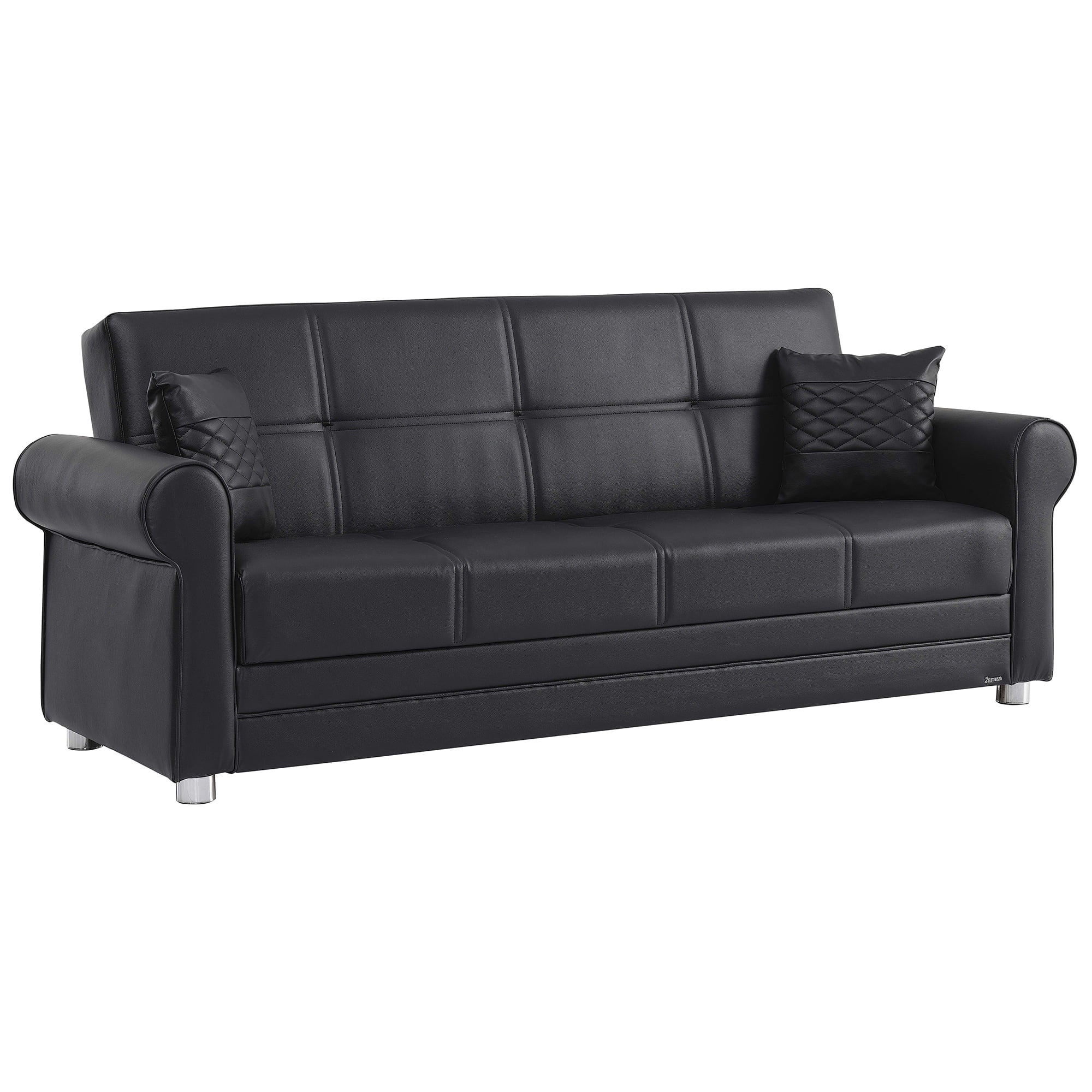Ottomanson Convertible Sleeper Sofa Bed with Hidden Storage, Firm Comfort Couch, Black