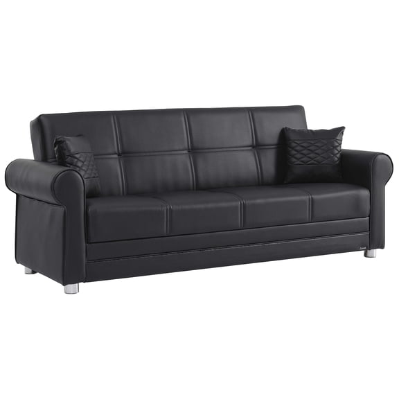 Ottomanson Convertible Sleeper Sofa Bed with Hidden Storage, Firm Comfort Couch, Black