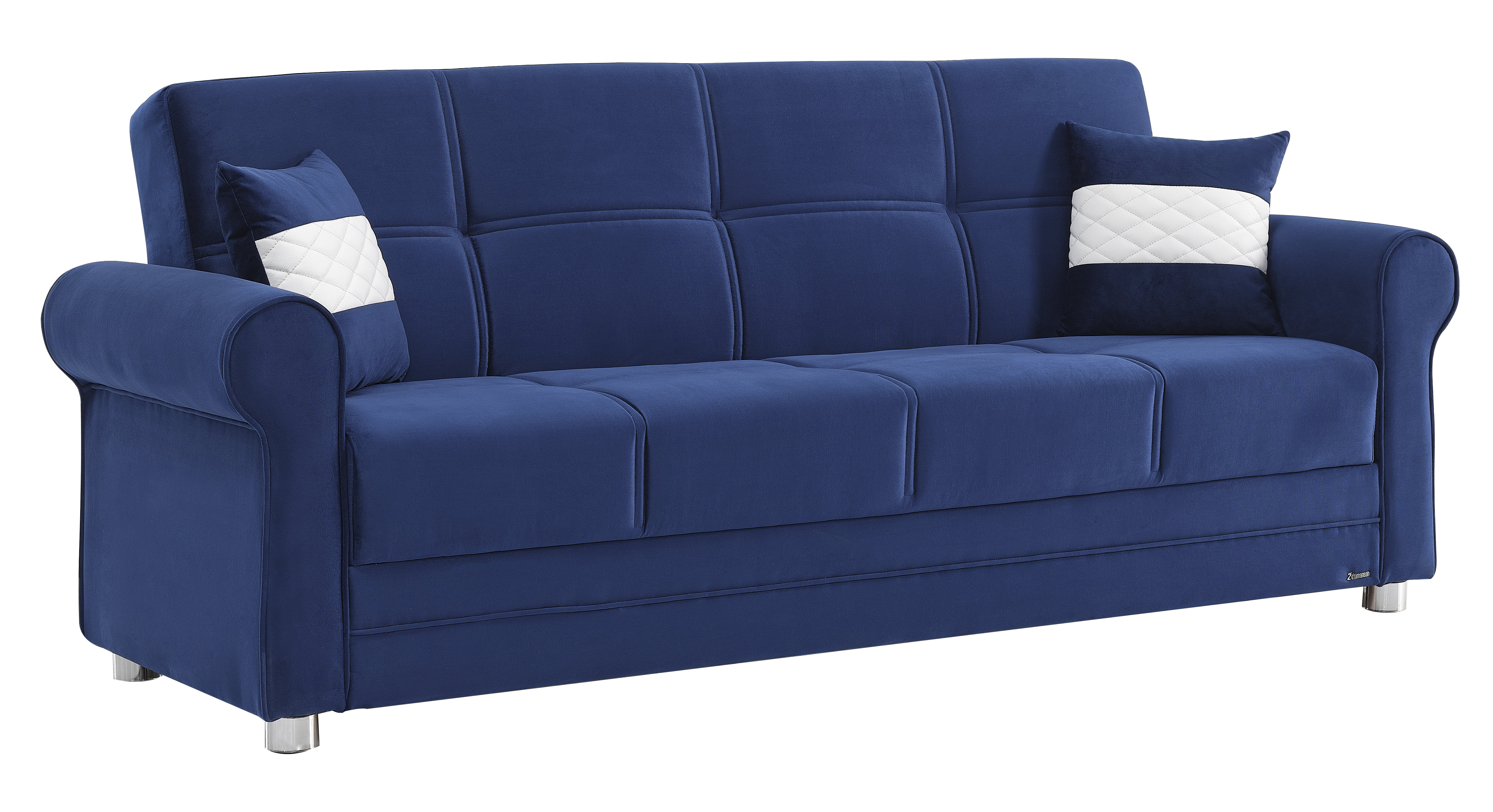 Ottomanson Convertible Sleeper Sofa Bed with Hidden Storage, Firm Comfort Couch, Blue