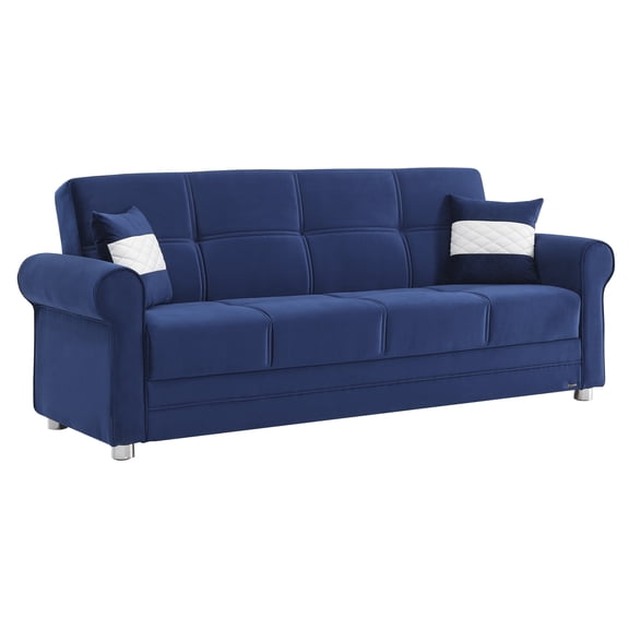 Ottomanson Convertible Sleeper Sofa Bed with Hidden Storage, Firm Comfort Couch, Blue