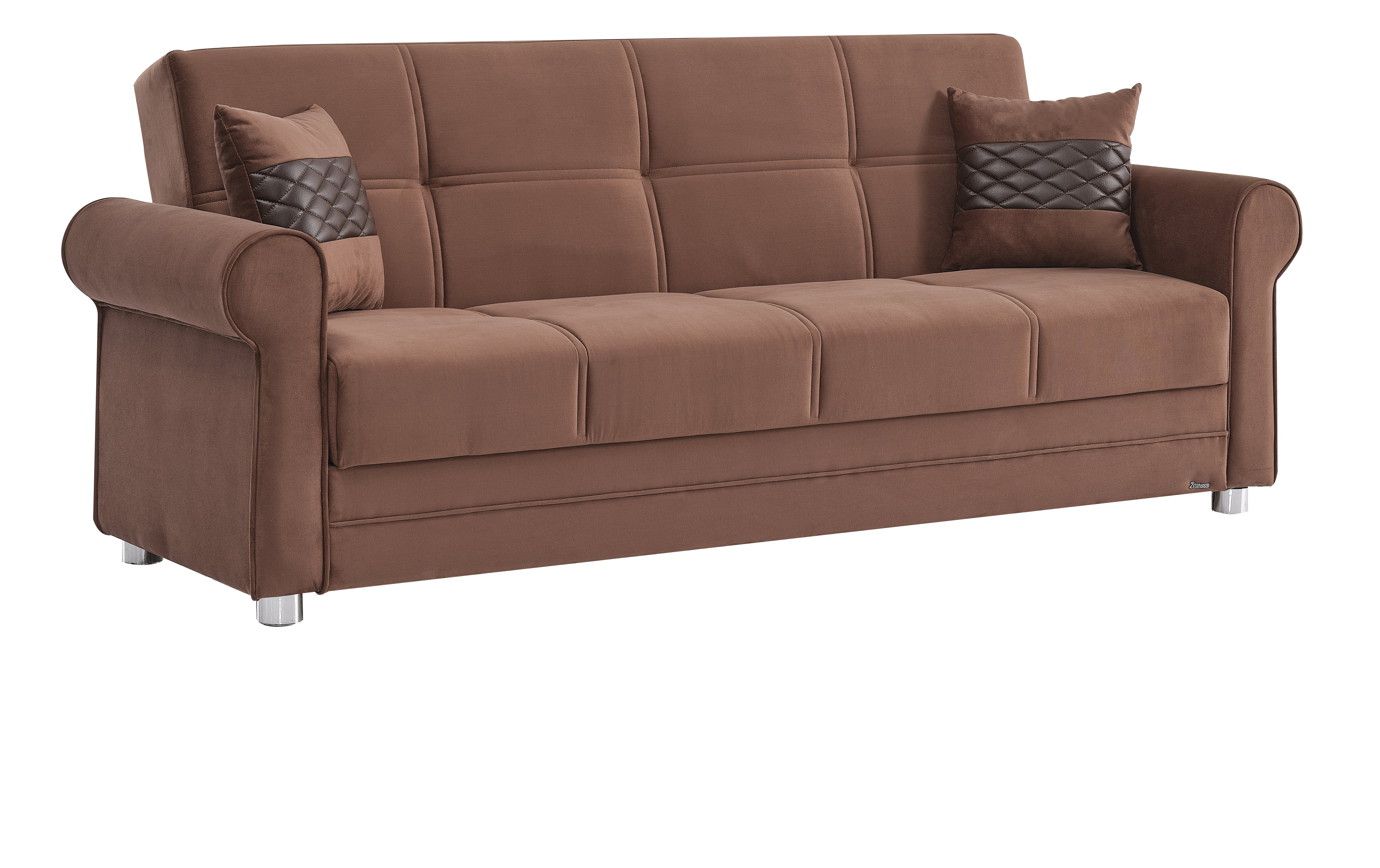 Ottomanson Convertible Sleeper Sofa Bed with Hidden Storage, Firm Comfort Couch, Brown