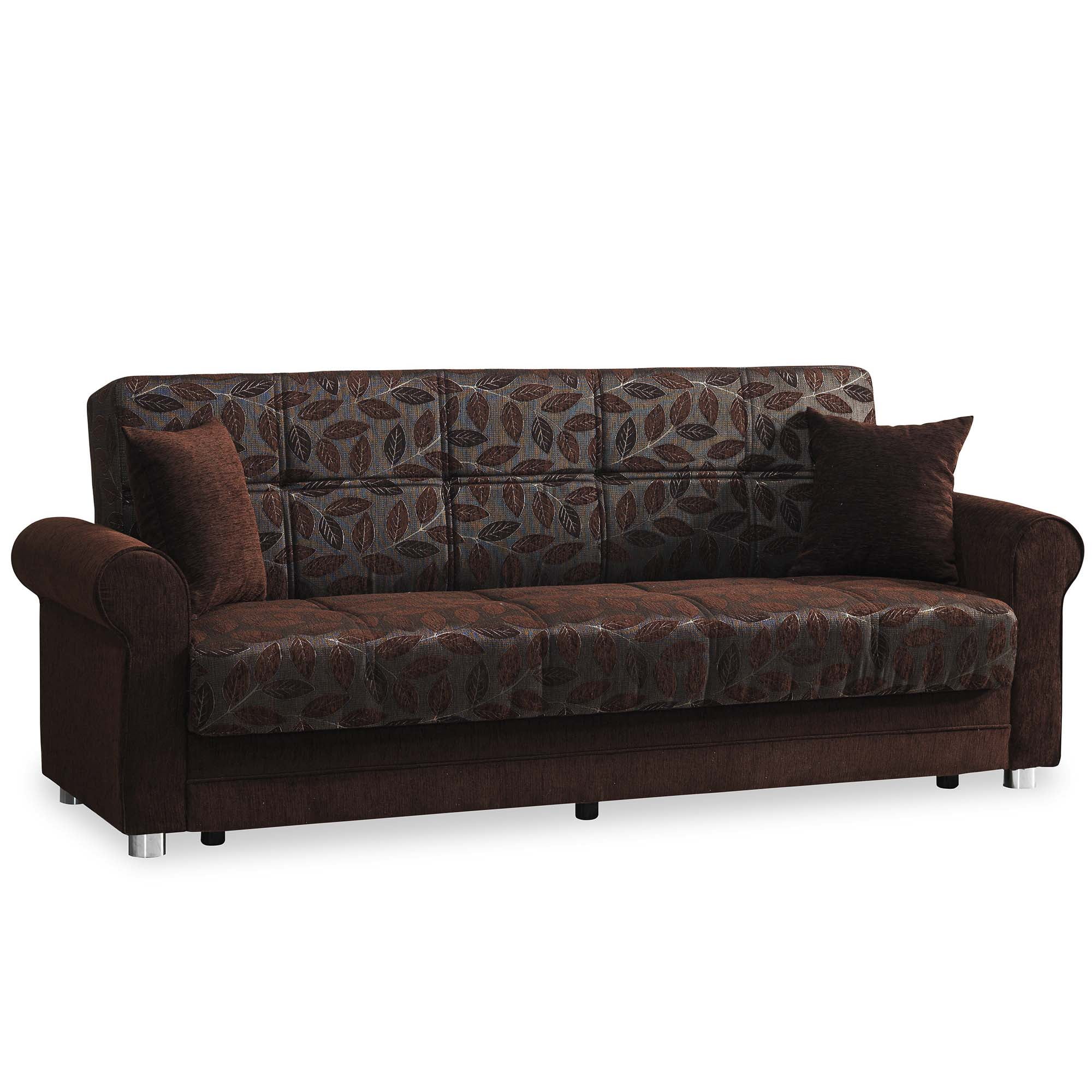 Ottomanson Convertible Sleeper Sofa Bed with Hidden Storage, Firm Comfort Couch, Brown