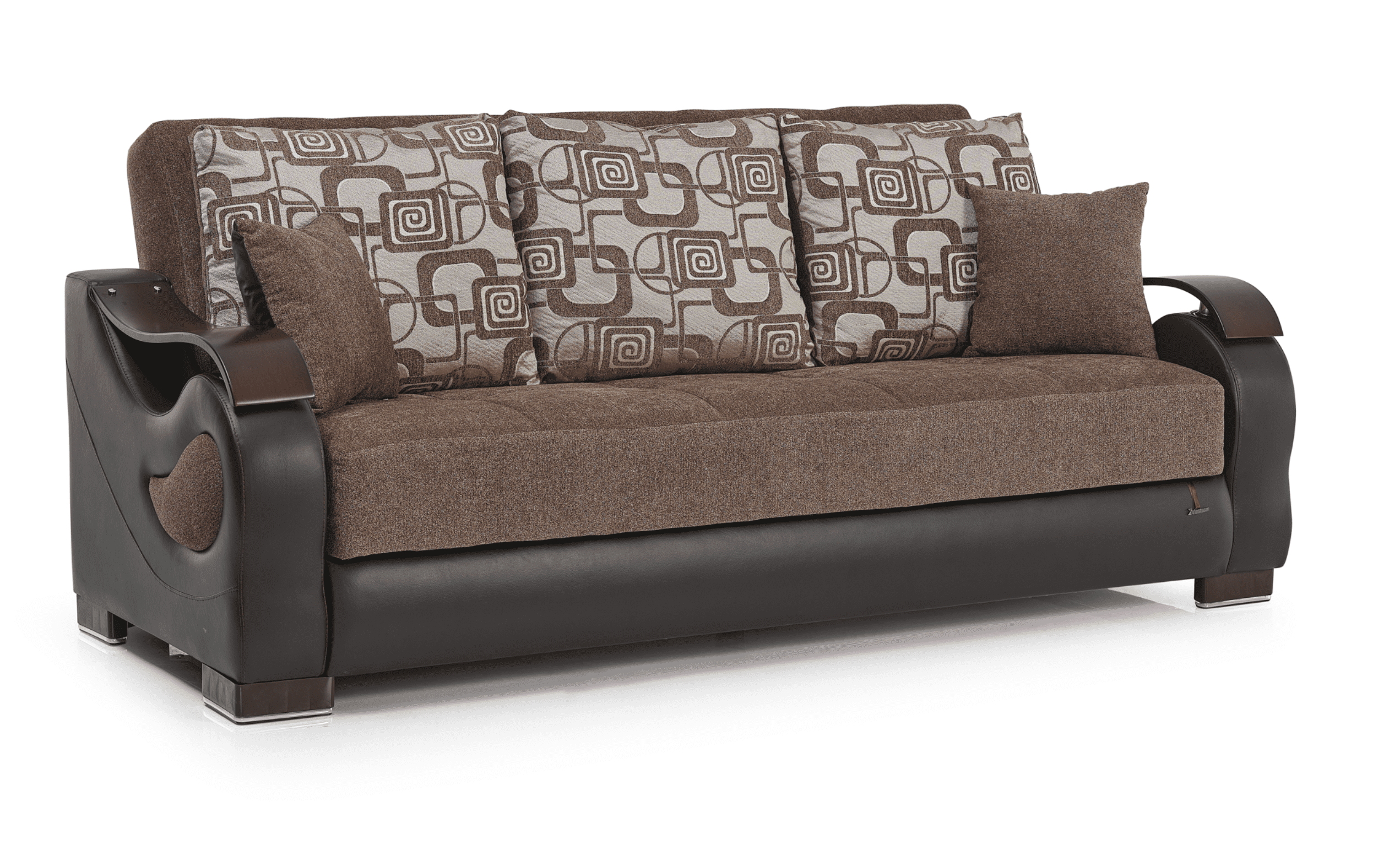 Ottomanson Convertible Sleeper Sofa Bed with Hidden Storage, Firm Comfort Couch, Brown