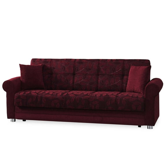 Ottomanson Convertible Sleeper Sofa Bed with Hidden Storage, Firm Comfort Couch, Burgundy