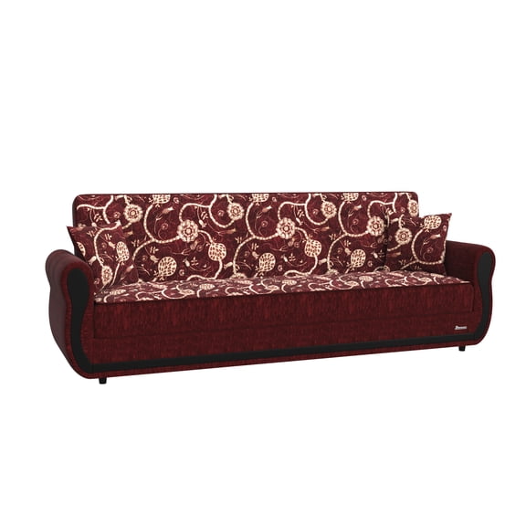 Ottomanson Convertible Sleeper Sofa Bed with Hidden Storage, Firm Comfort Couch, Burgundy