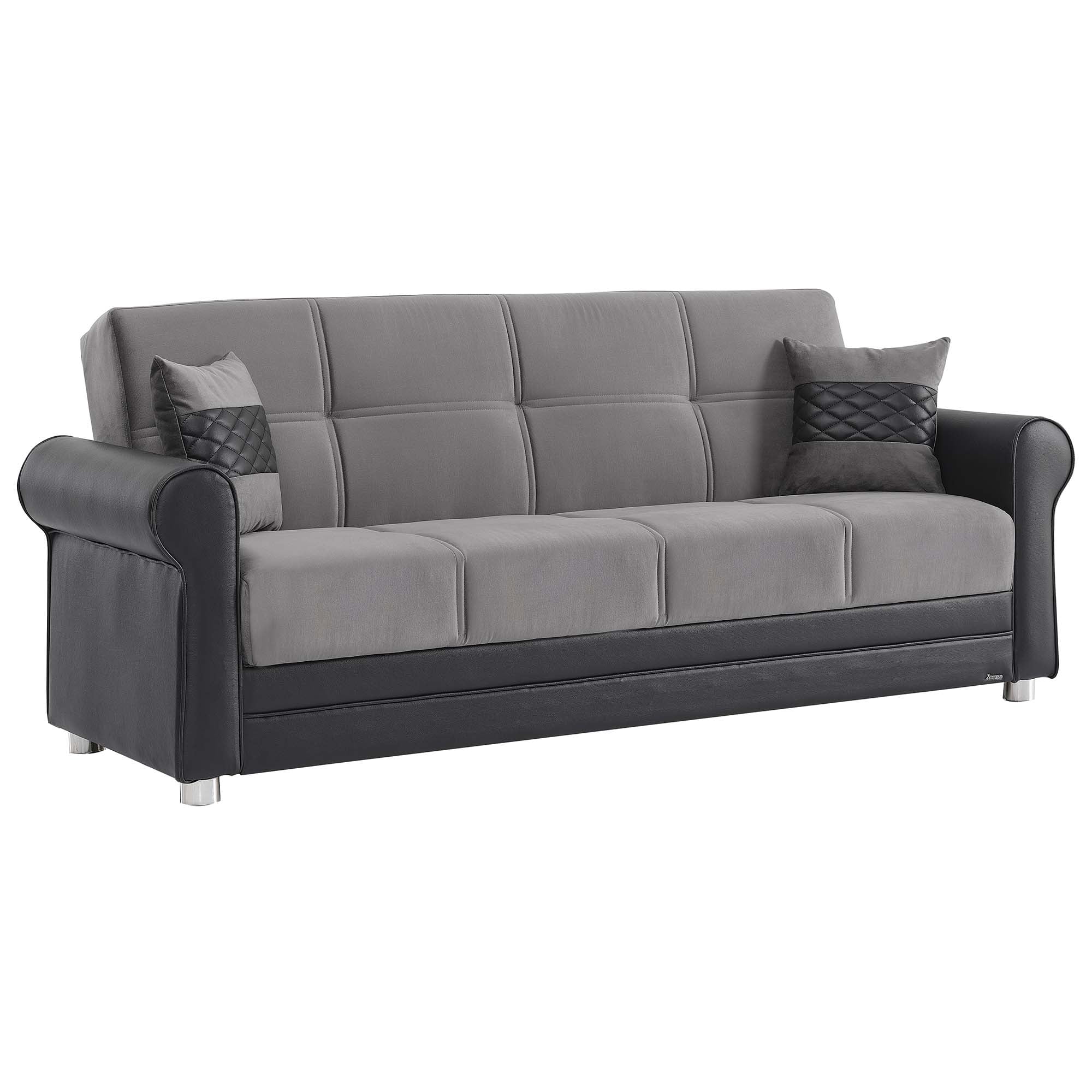 Ottomanson Convertible Sleeper Sofa Bed with Hidden Storage, Firm Comfort Couch, Gray