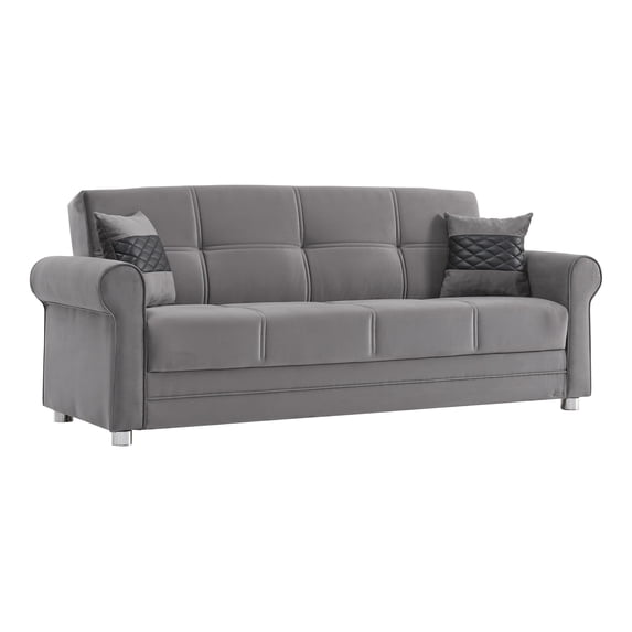 Ottomanson Convertible Sleeper Sofa Bed with Hidden Storage, Firm Comfort Couch, Gray