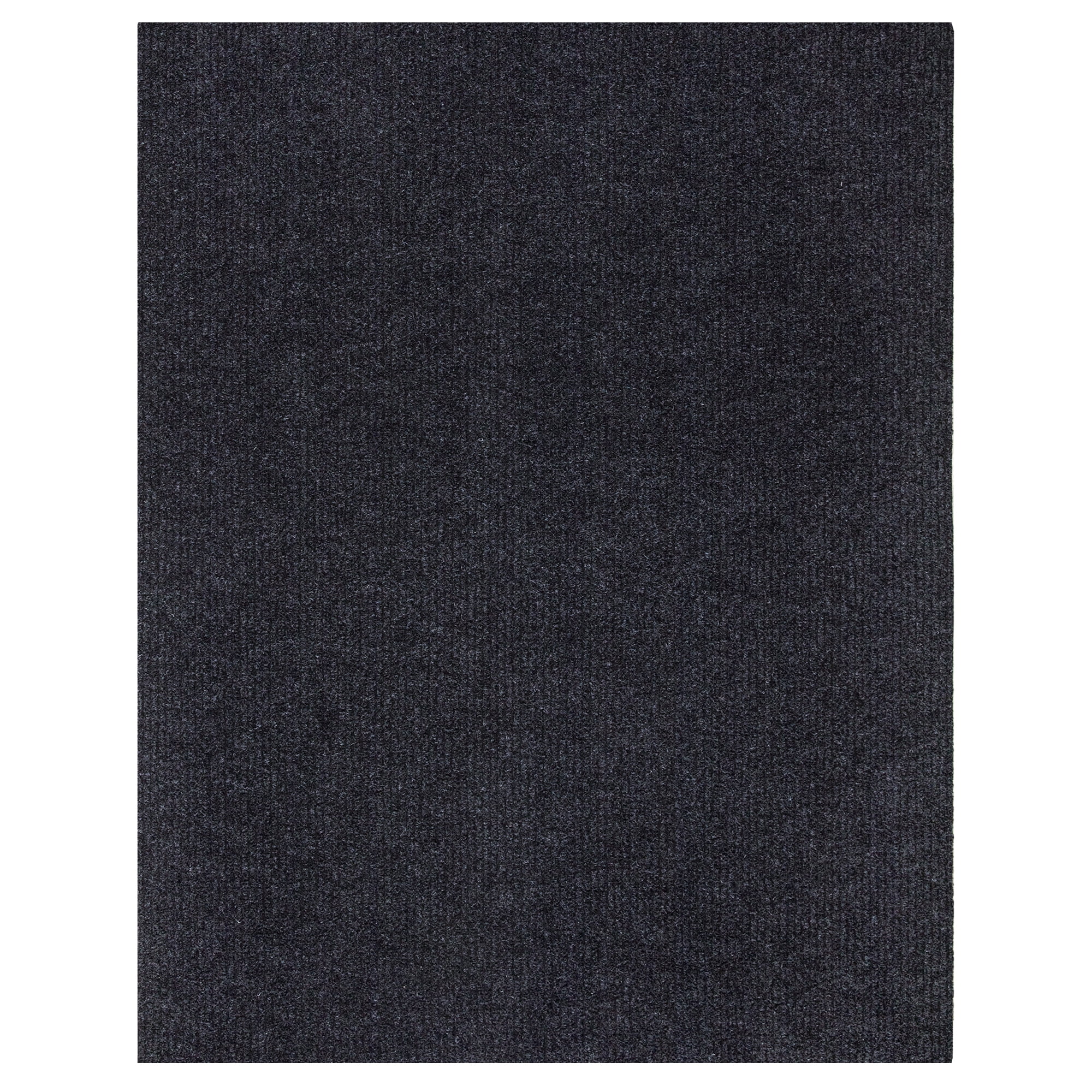 Ottomanson Lifesaver Collection Black 5 ft. x 7 ft. Utility Ribbed Solid Indoor/Outdoor Area Rug