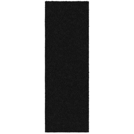 Ottomanson Deluxe Non-Slip Rubberback Solid 2x6 Soft Indoor Runner Rug, 2' x 6', Black