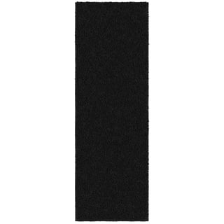 Ottomanson Deluxe Non-Slip Rubberback Solid 2x6 Soft Indoor Runner Rug, 2' x 6', Black