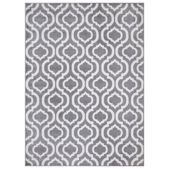 Ottomanson Diagona Moroccan Trellis 8x10 Area Rug, 7'8" x 9'8", Gray/Ivory