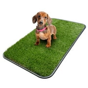 Ottomanson Dog Grass Pad with Tray, Reusable Artificial Grass Puppy Pee Pad for Pet Potty Training, 15" x 30"