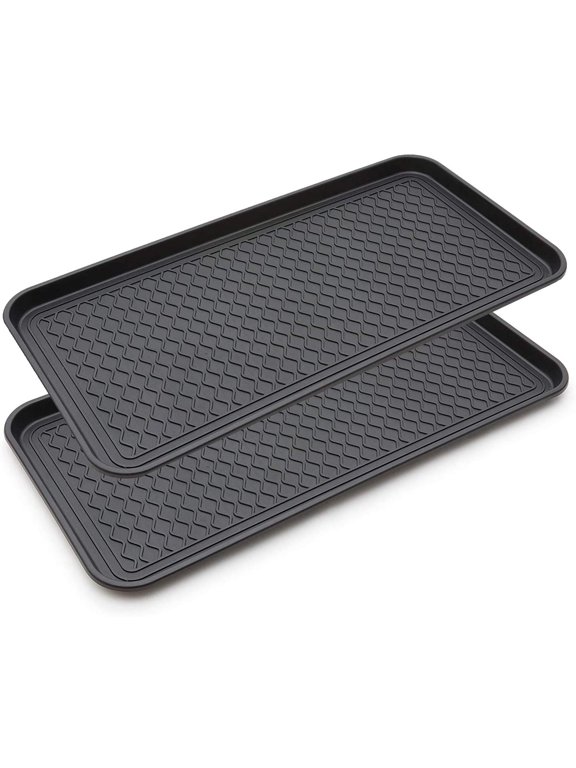 Boot Tray Pet Bowl Mat Utility Storage Tray (2 Pcs), Black, 30" X 15"