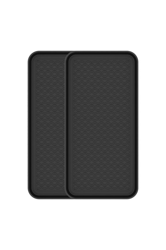 2 Pack Multi-Purpose Boot Tray 15" x 30" Waterproof Shoe Mat Traps Mud & Dirt, Ideal for Entryway, Mudroom, Pets, Plants – Black