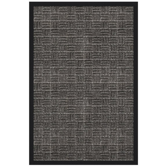 Ottomanson Heavy Duty Non-Slip Rubber Mat 24" x 36" Indoor Outdoor Waterproof Doormat for Entryway Garage Kitchen, Black