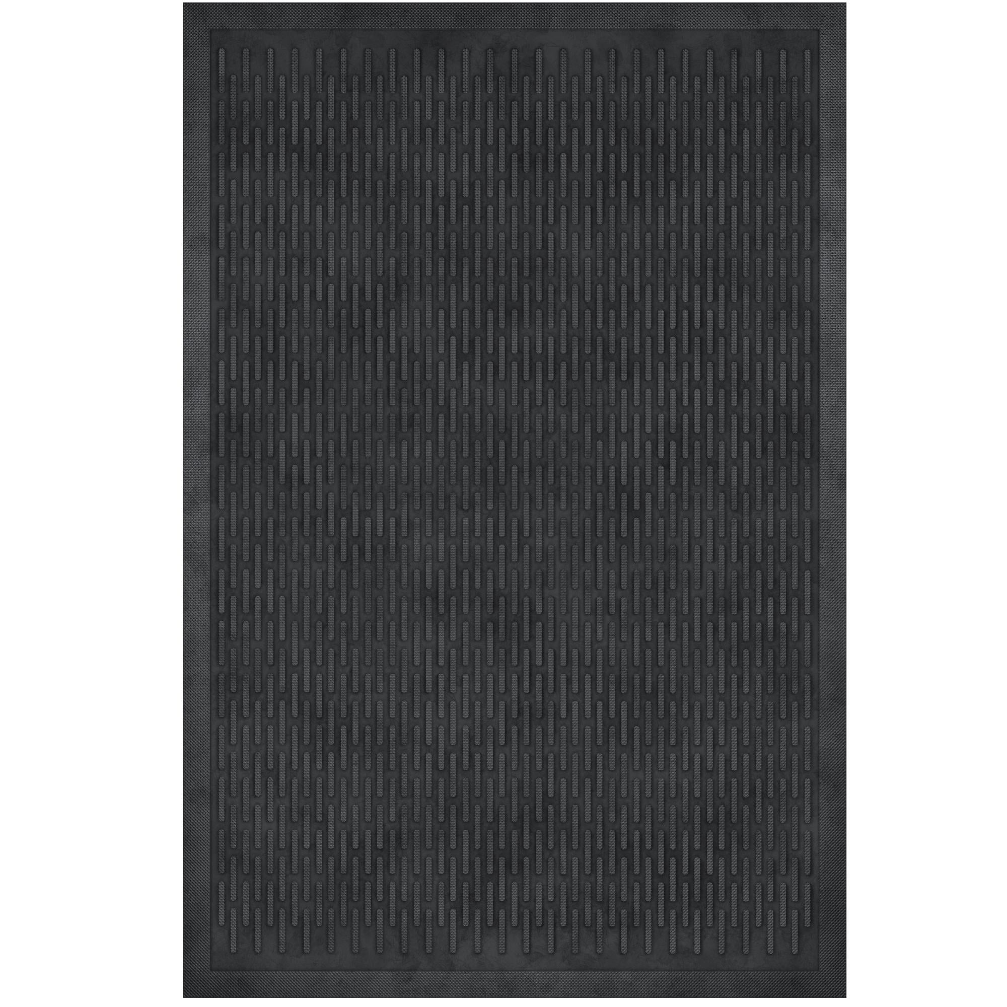 Modern Ribbed Black Rubber 24" x 36" Indoor/Outdoor Doormat