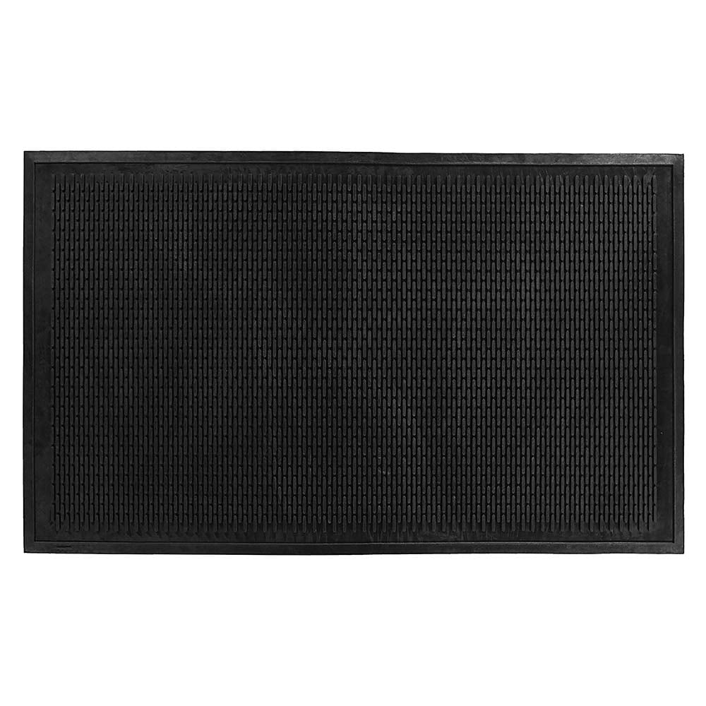 Ottomanson Easy Clean, Waterproof Non-Slip 3x5 Indoor/Outdoor Rubber Doormat, 35 in. x 60 in., Black