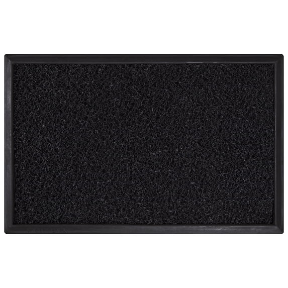 Ottomanson Easy Clean, Waterproof Non-Slip Boot Tray and Doormat Bundle Indoor/Outdoor Rubber Doormat, 18" x 28", Black