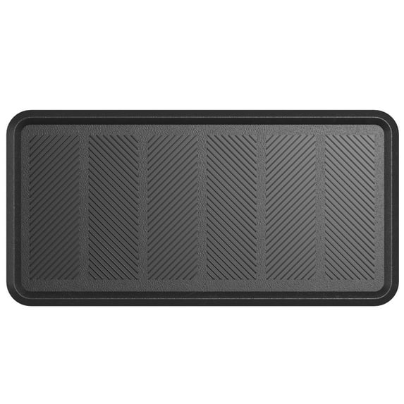 Ottomanson Easy Clean, Waterproof Non-Slip Indoor/Outdoor Rubber Boot Tray, 16" x 32", Black