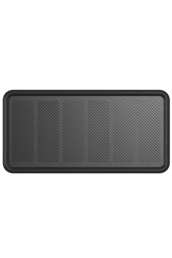 Easy Clean, Waterproof Non-Slip Indoor/Outdoor Rubber Boot Tray, 16" x 32", Black