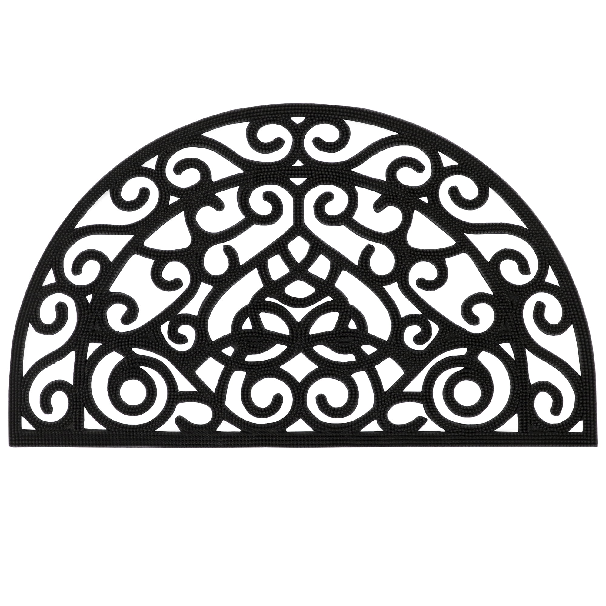 Ottomanson Heavy Duty Non-Slip Rubber Mat 18" x 30" Indoor Outdoor Waterproof Doormat for Entryway Garage Kitchen, Black