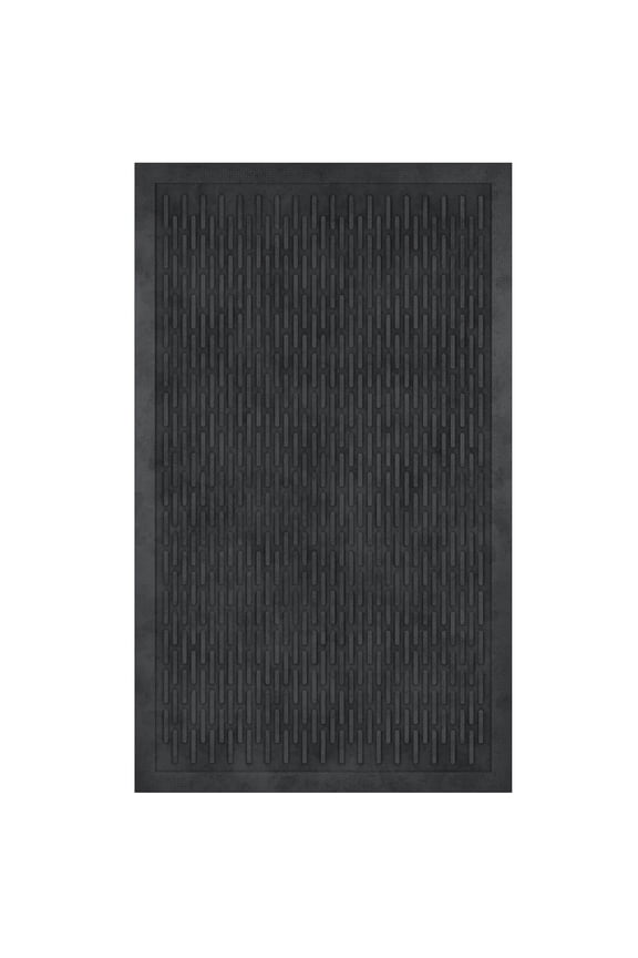 Heavy Duty Non-Slip Rubber Mat 18" x 30" Indoor Outdoor Waterproof Doormat for Entryway Garage Kitchen, Black