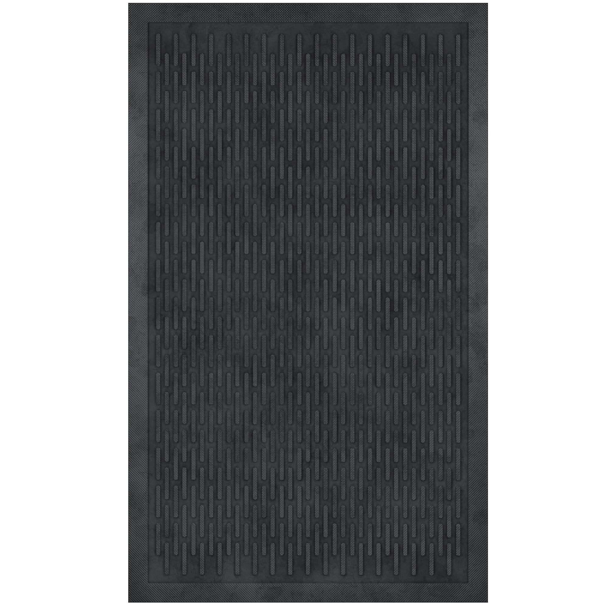 Black Rubber Non-Slip Outdoor Doormat, 18" x 30"