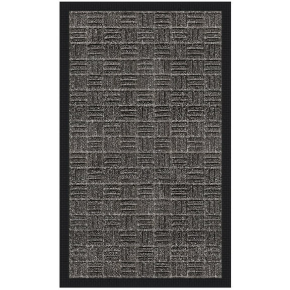 Ottomanson Easy Clean, Waterproof Non-Slip Indoor/Outdoor Rubber Doormat, 18" x 30", Charcoal