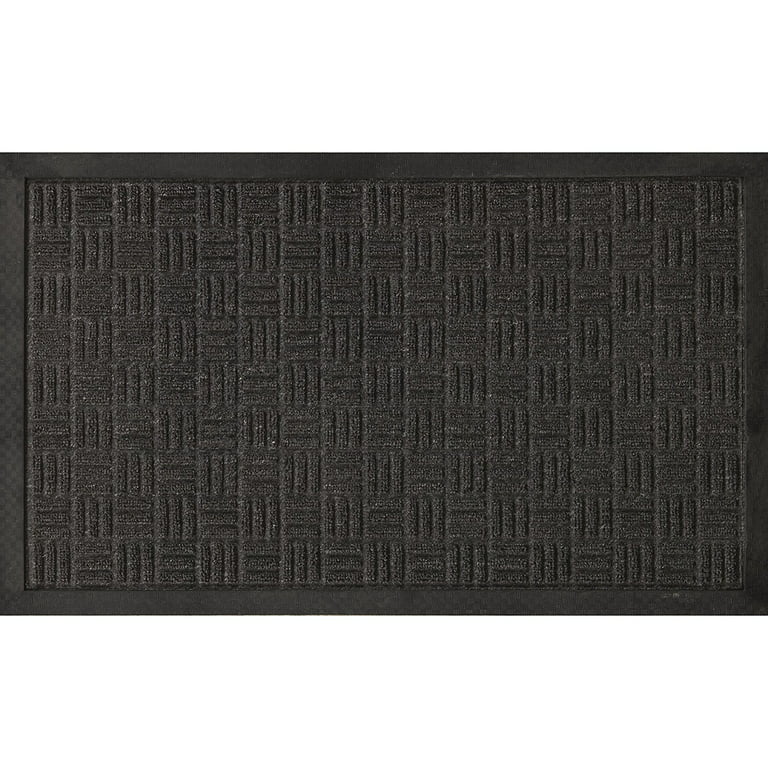 Ottomanson Easy Clean, Waterproof Non-Slip Indoor/Outdoor Rubber Doormat,  18 x 30, Charcoal 