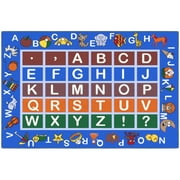Ottomanson Educational ABC Alphabet 3x5 Non-Slip Area Rug for Kids Playroom, 33 x 5, Blue