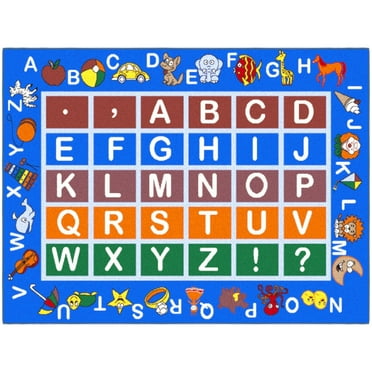 Ottomanson Educational ABC Alphabet 5x7 Washable Non-Slip Area Rug for Kids Playroom, 5' x 6'6", Blue