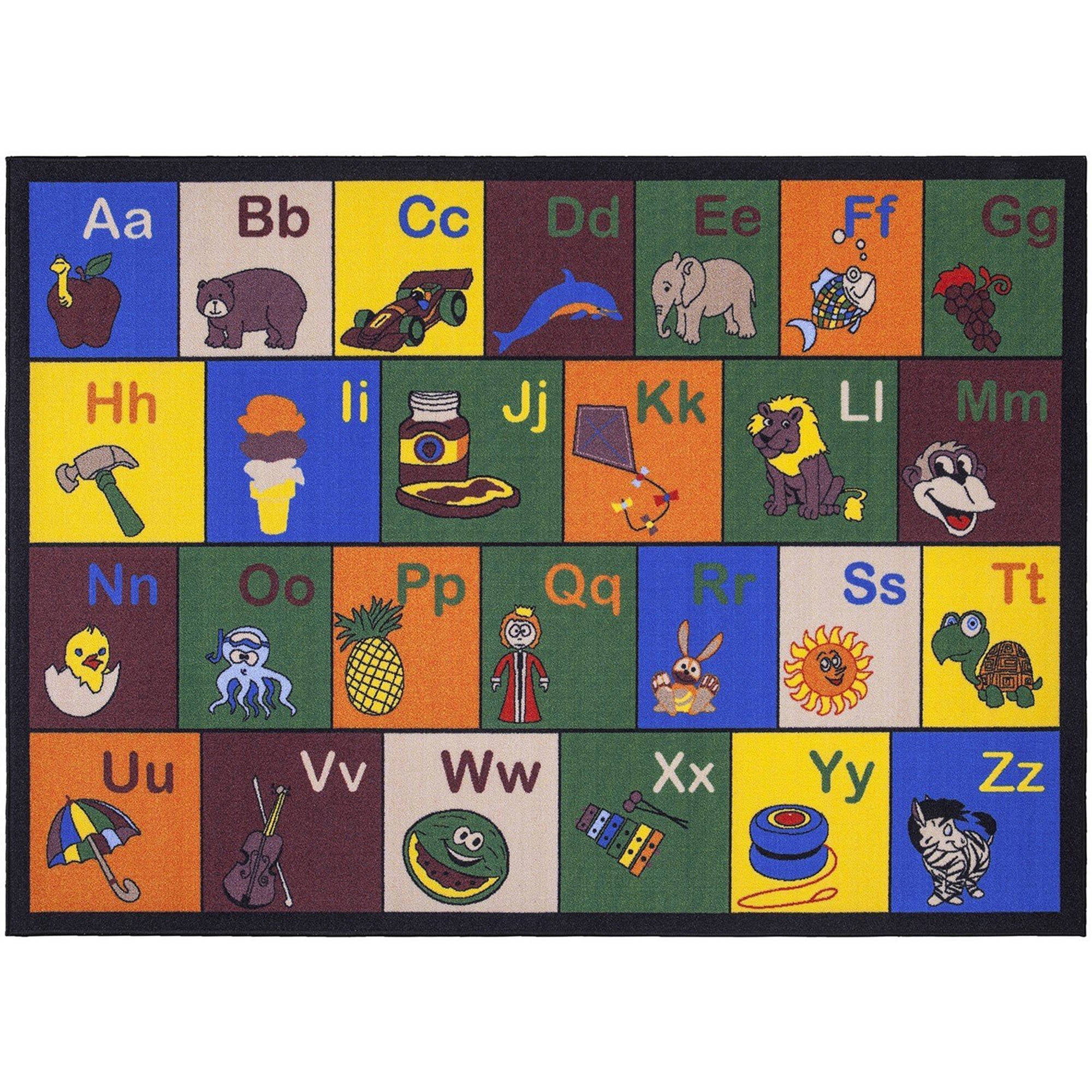 Ottomanson Educational ABC Alphabet 5x7 Non-Slip Area Rug for Kids ...