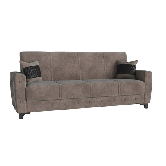 Ottomanson Emperor Sofa Bed with Storage 74", Beige Microsuede