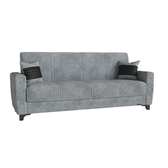 Ottomanson Emperor Sofa Bed with Storage 74", Gray Microsuede