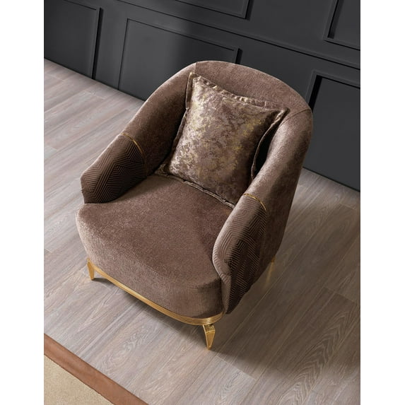Ottomanson Empress Barrel Chair, Brown Microfiber